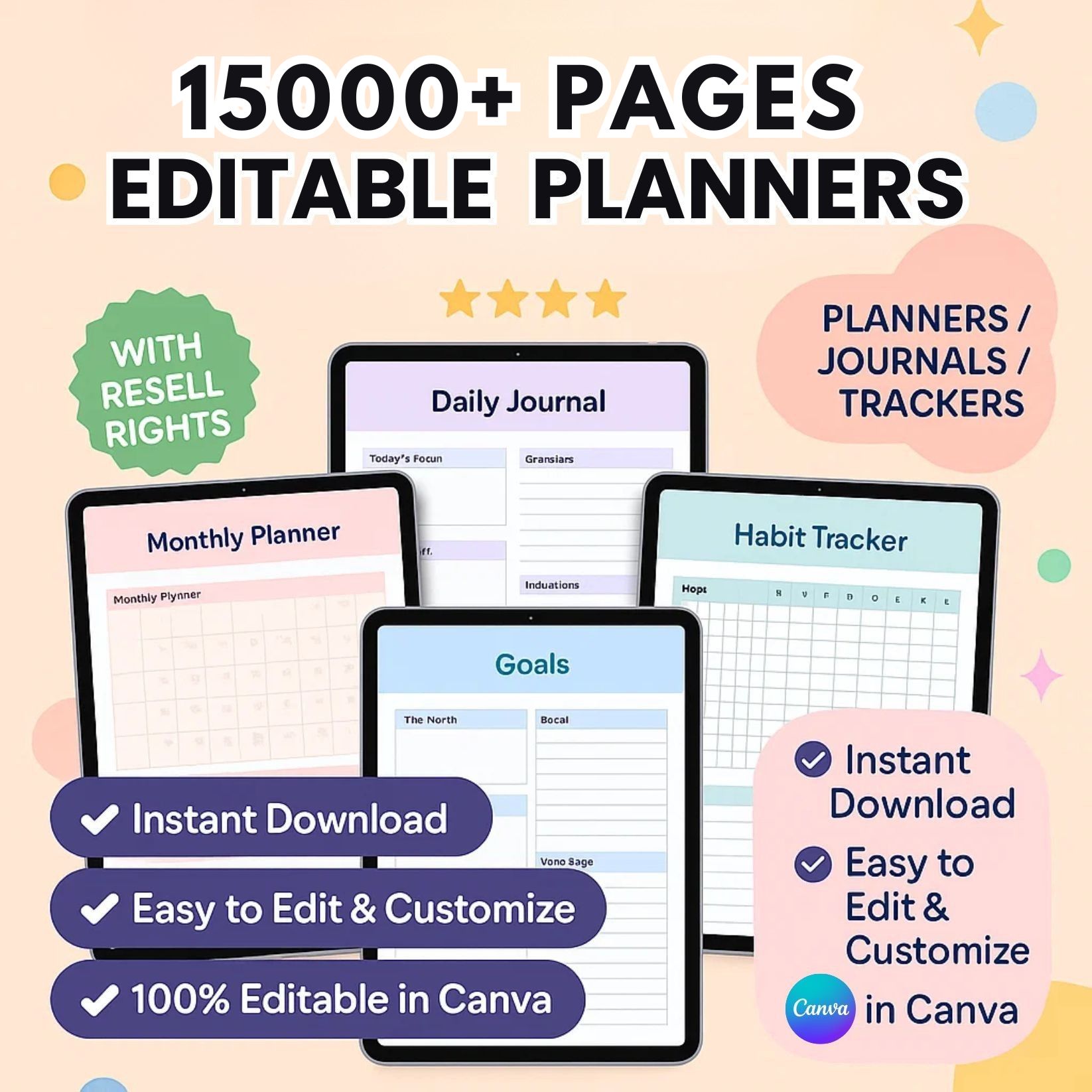 ( ON SALE!) 15,000+ Pages PLR Planners, Journals, Trackers, Printable | With Master Resell Rights | Private Label Rights ( NEW PLR/MRR )