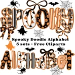Spooky Alphabet Doodle Font with Cliparts Set & Our Entire Doodle Font Library
